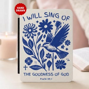 Christian Kindle Case With Hand Strap, Bible Verse, Religious Bird Floral Paperwhite Cover, Faith Based Sleeve