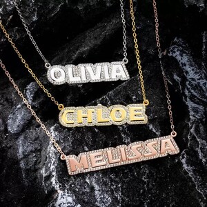Collar con nombre personalizado, colgante con nombre, regalo de dama de honor, joyería de cumpleaños para niñas y mujeres