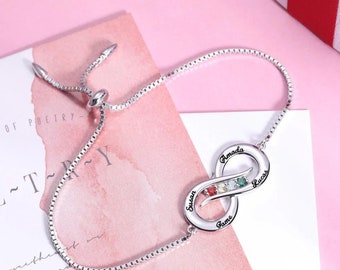 Personalized Name Infinity Bracelet With Birthstones, Best