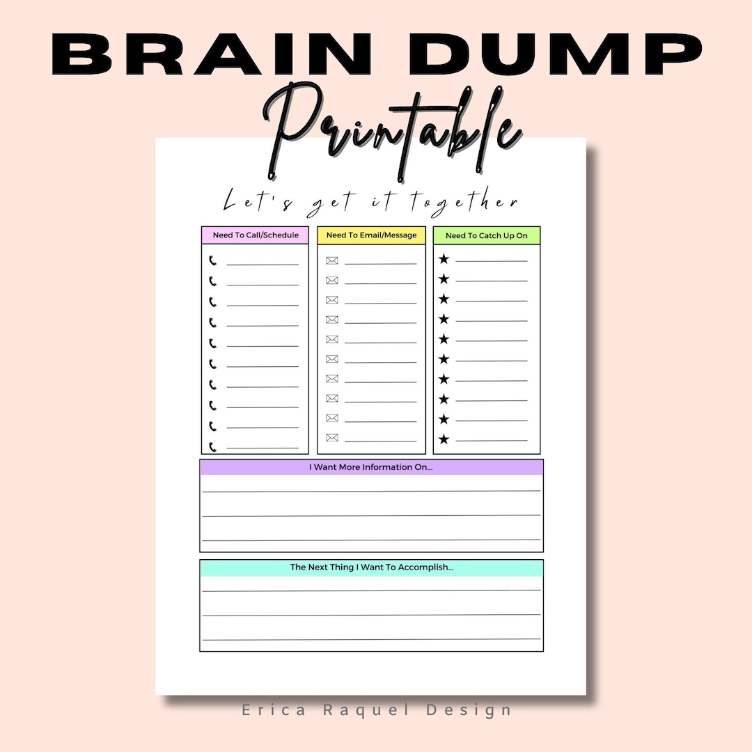 Brain Dump, Brain Dump Printable, Adhd Brain Dump, Brain Dump Template ...