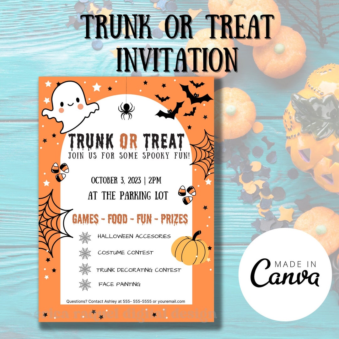 Trunk or Treat Trunk or Treat Invite Halloween Birthday Etsy