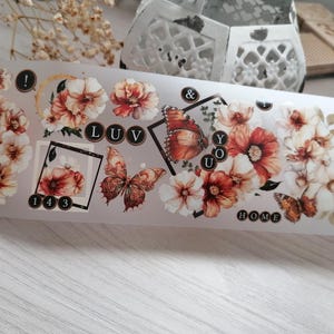 Pet tape Caffeine Charm Garden Sindhurascrafts/7cmx100cm/Fiori/Frame/Vintage/Adesivi/Journal/Craft