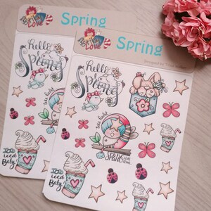 Stickers country uccellini/coniglietti /primavera/planner/diario/agenda/journal/bujo/bullet journal