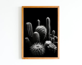 Cactus Poster Minimalistische collectie Digitale Poster Zwart Wit Botanische kunst Instant Download