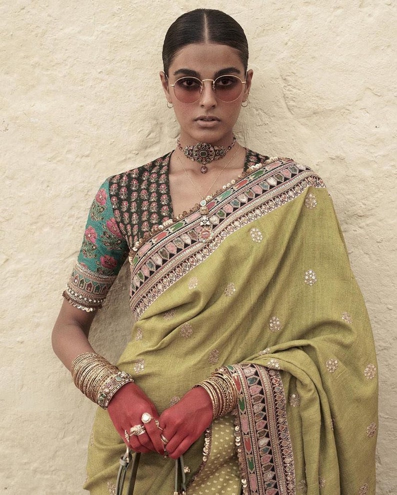 Designer Sabyasachi Fabric Saree for USA party Wear Saree , Wedding Wear Saree Etsy