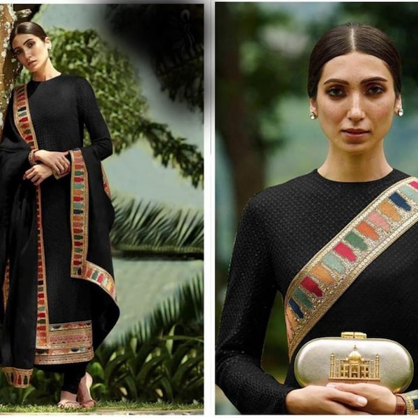 Black Colour Pakistani Dresses In Heavy Faux Georgette With Embroidery And Sequence Worked Dupatta , Ready To Wear For Women Girls