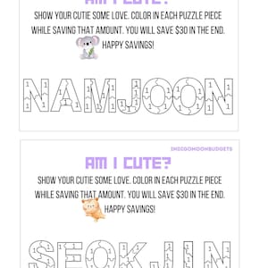 BTS Name Color and Save Savings Challenge