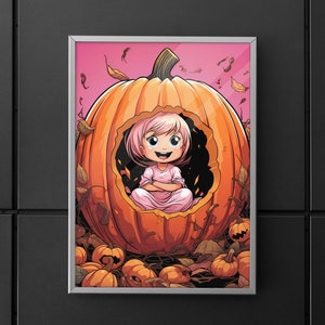 Halloween Gender Reveal Poster 2, Es ist ein Mädchen! Ankündigung Baby-Dusche-Geschenk für Mama Kunst Halloween-Kind-Dekor Baby auf dem Weg