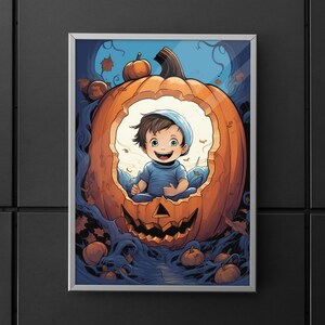 Halloween Gender Reveal Poster 1, Es ist ein Junge! Baby Baby auf dem Weg Kunstwerk Dekoration Baby auf dem Weg Kunstwerk Babyparty Geschenk für neue Mutter Herbst Dekor
