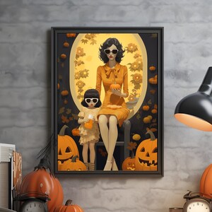 Sad Beige Halloween Poster, mysteriöses Halloween Geschenk für Mutter und Tochter Vintage Halloween Dekoration