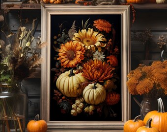 Vintages Halloween Poster 1, Dekoration für den Herbst Dia de Muertos Kürbis, Kürbis, Herbstdeko, Erntedankfest, Halloweendeko, Erntedankfest