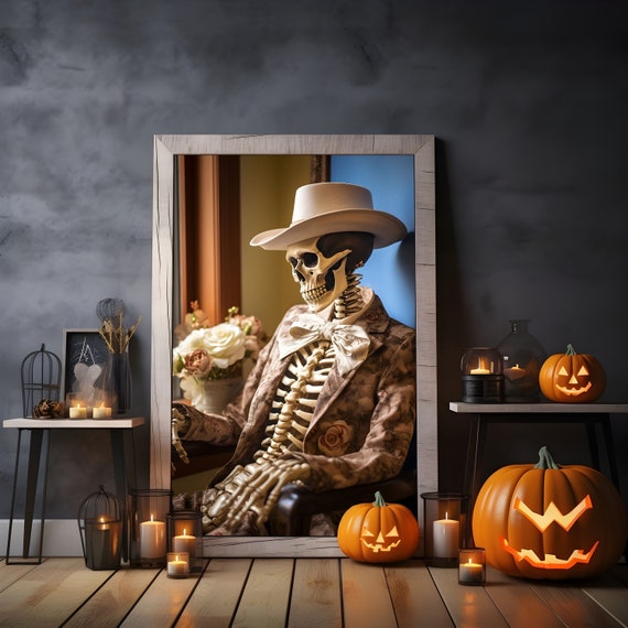 WINDVALE 6 Stampe Artistiche Da Parete Vintage Halloween – Fantasmi E Scheletri, Dimensioni 20,3x25,4 Cm, Quadri Retrò Per Decorazione Camera E Festa