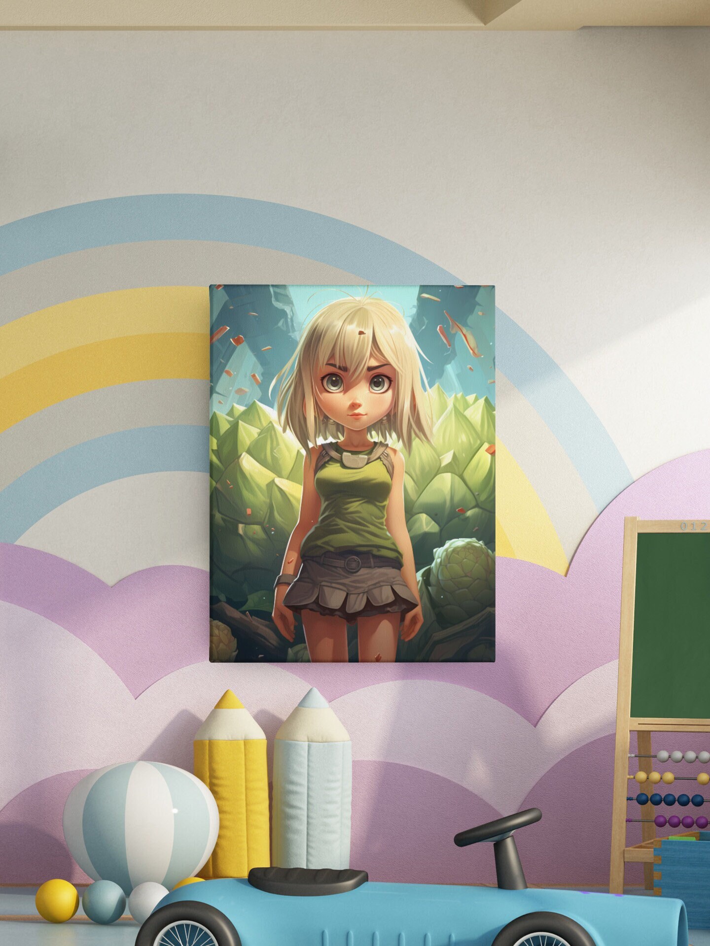 Artichoke Girl Poster, Cute Wall Art for Children Room Kawaii Art Anime ...