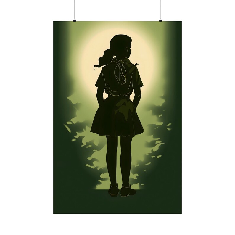 Minimalist Girl Scout Poster 3, lady thinker wall art teenage room decor wood camp decoration elegant skirt print whimsical gift for girls image 7