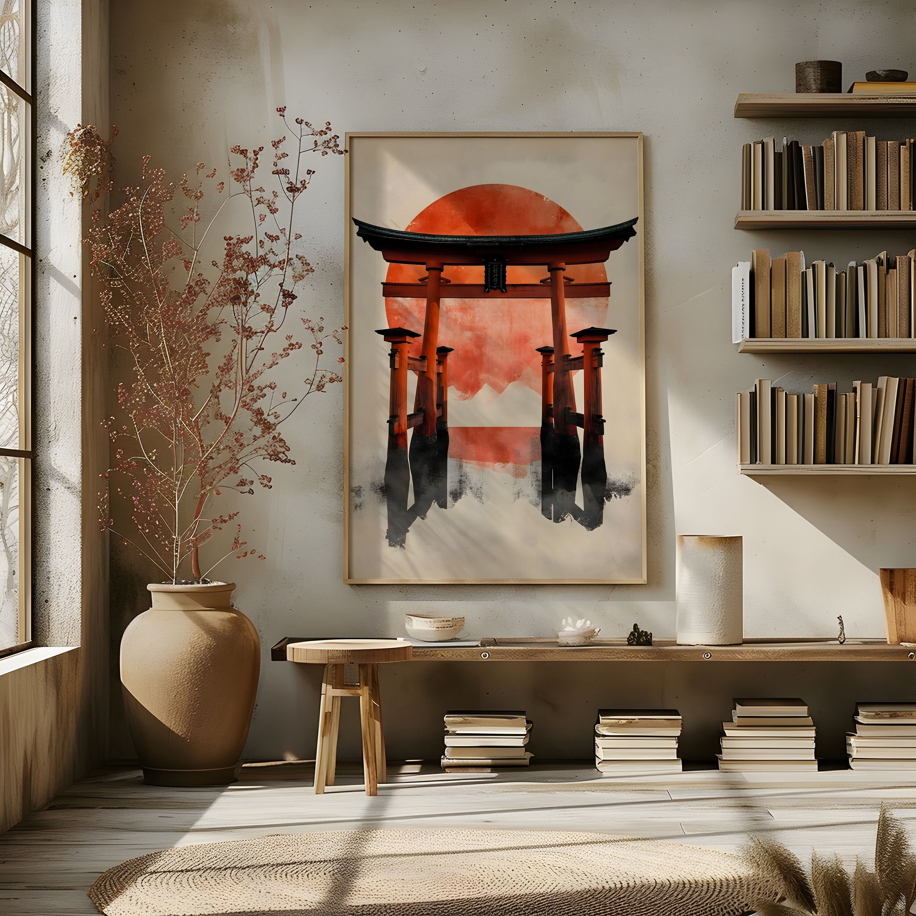Torii Gate Poster 1, Japandi wall art Japanese structure decor mysterious outdoors print Japan decoration oriental artwork shinto shrine art
