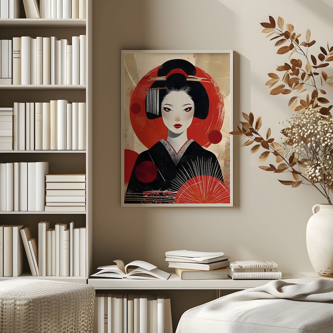 Geisha Poster 2, Japandi Wall Art Elegant Woman Decoration Japanese ...