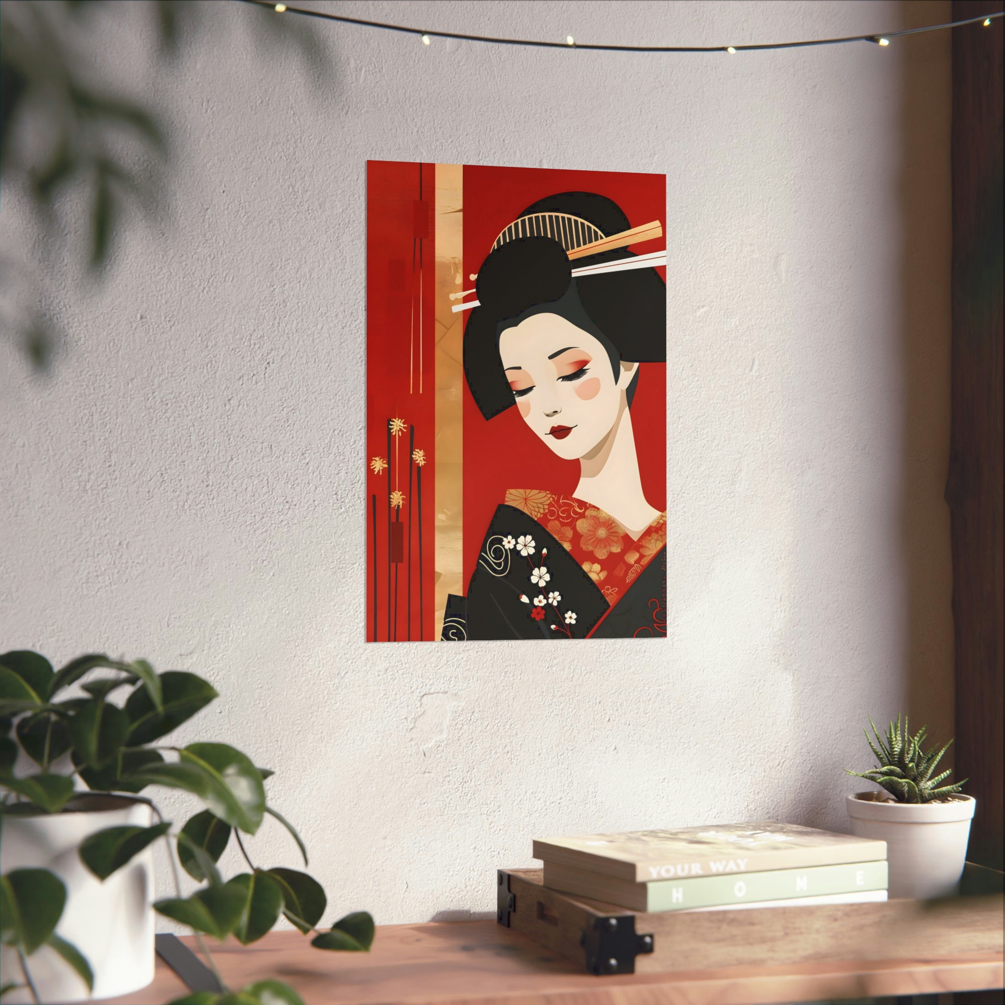 Geisha Poster 1, Japandi Wall Art Whimsical Woman Print Japanese Decor ...