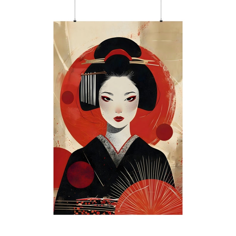 Geisha Poster 2, Japandi Wall Art Elegant Woman Decoration Japanese ...
