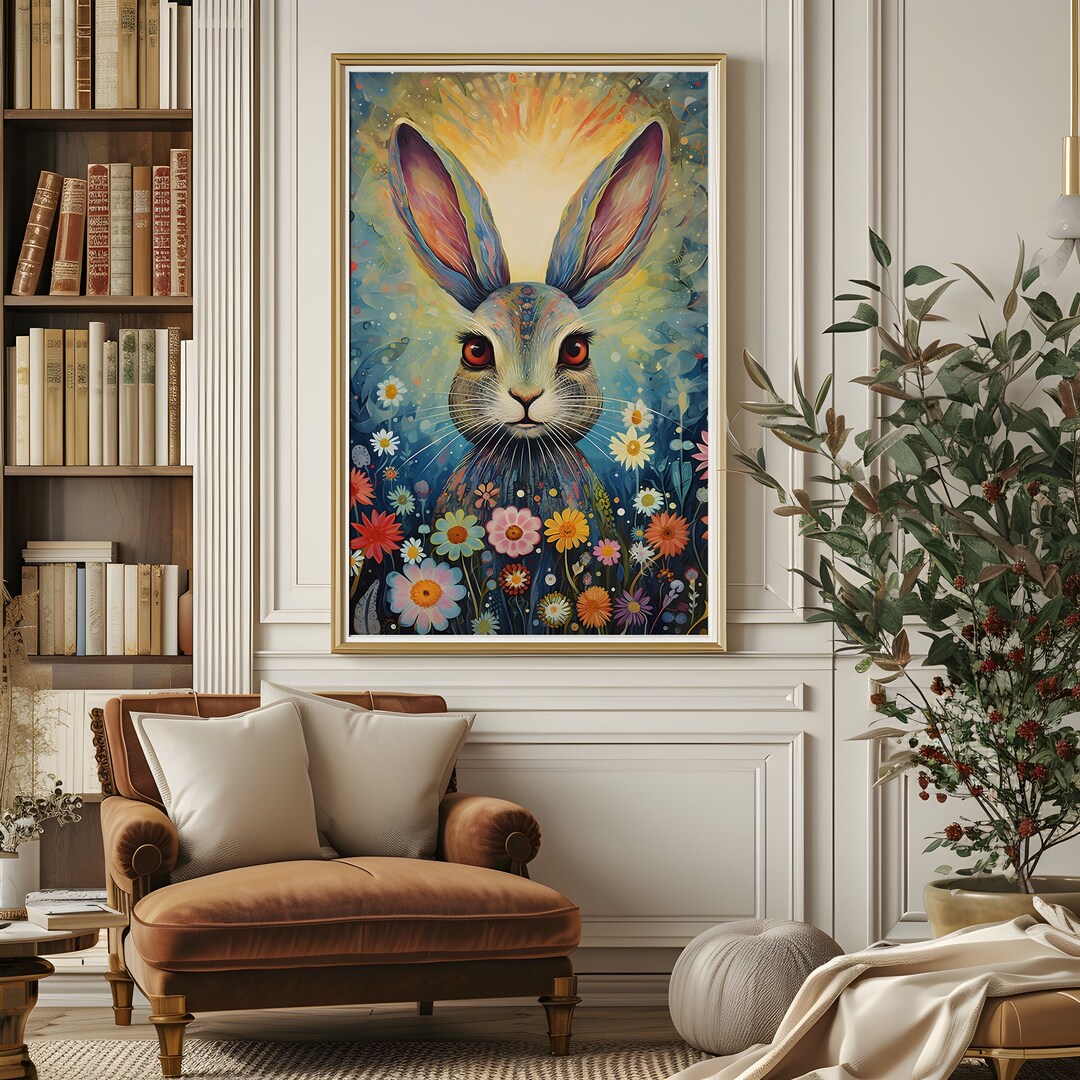 Spring Lucky Rabbit Poster, Cute Seasonal Gift for Her Easter Bunny ...