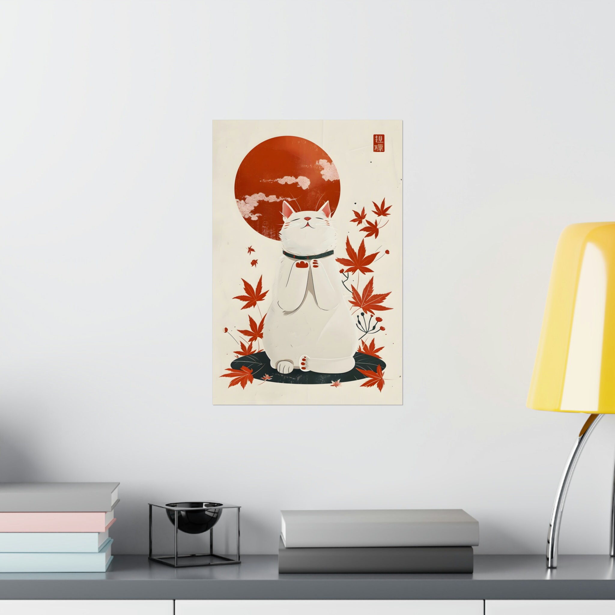 Maneki Neko Poster 5, Japandi Wall Art Wabi Sabi Artwork Beckoning Cat ...