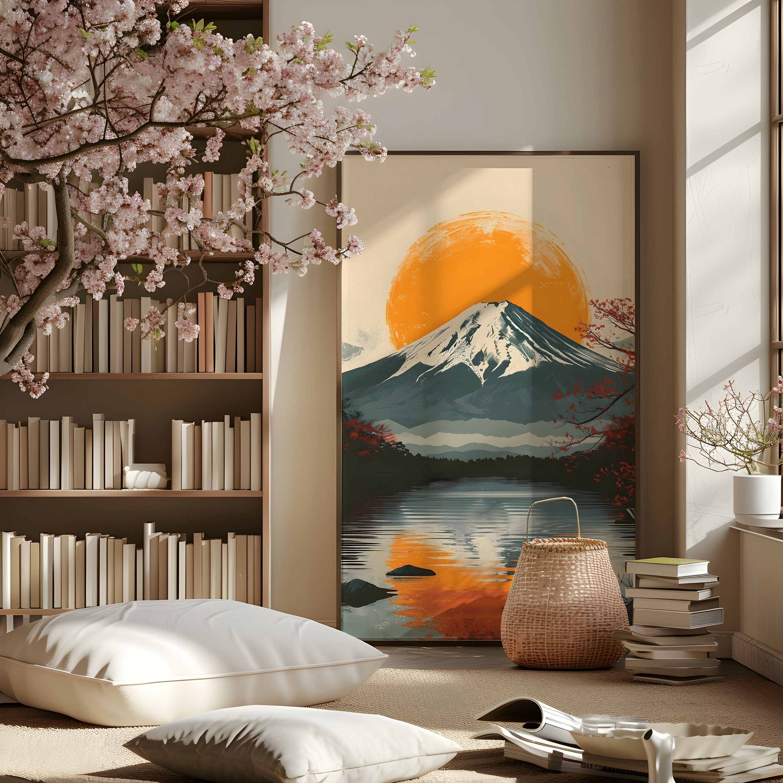 Mount Fuji Poster 4, Japandi Wall Art Japanese Volcano Decor Sunrise ...