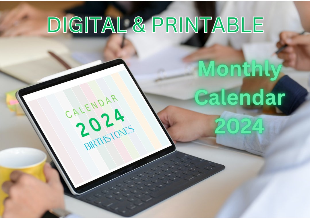 Calendar 2024 Digital Printable Birthstones Etsy
