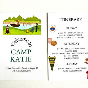 Camp Themed Bachelorette Party Itinerary Template