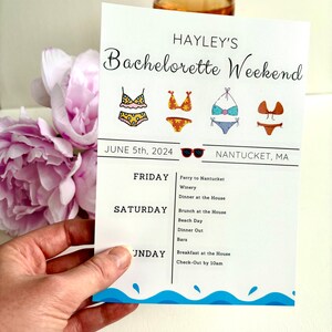 Swimsuit Bachelorette Party Itinerary Template, Editable Digital Template, Instant Download