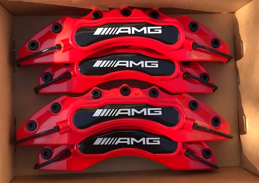4PC Brake Caliper Covers Mercedes AMG Red / Mercedes Accessories / Car