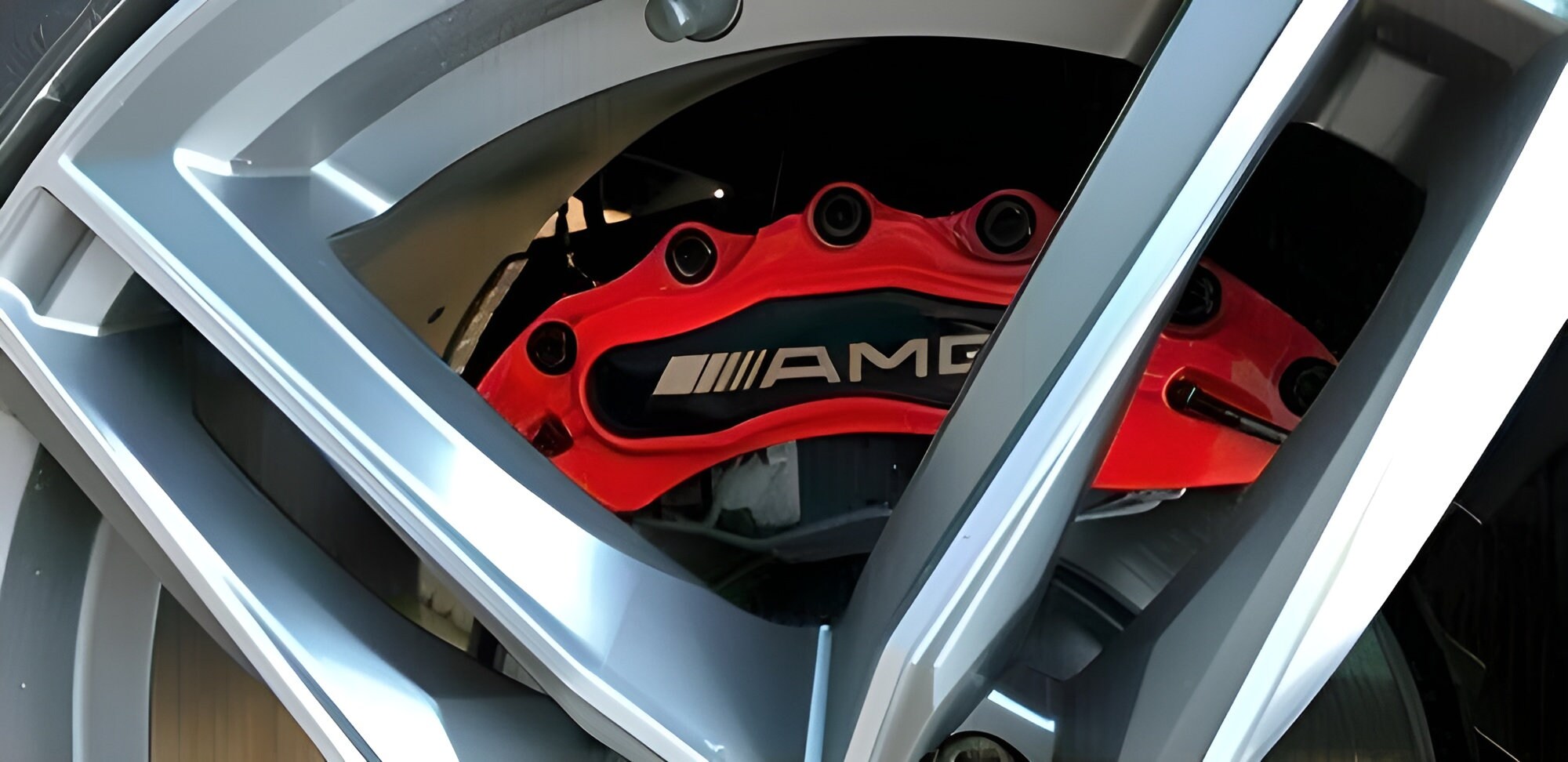 4PC Brake Caliper Covers Mercedes AMG Red / Mercedes Accessories / Car