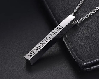 Memento Mori Vertical Bar Necklace - Stainless Steel Inspiration