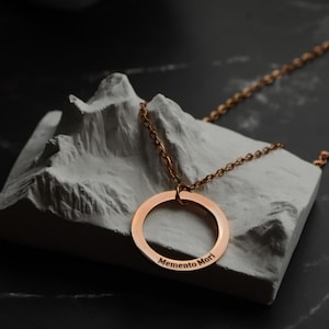 Memento Mori Pendant Necklace, Skull Sterling Necklace, Foxtail Chain Memento Necklace, Handmade Stainless Steel, Stoic Pendant Necklace