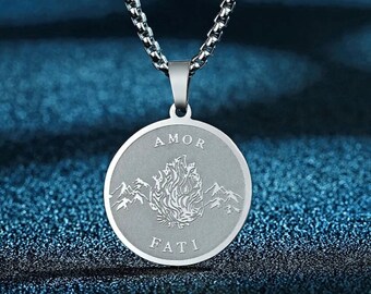 Stainless Steel Amor Fati Stoic Pendant Necklace—A Timeless Reminder of Death
