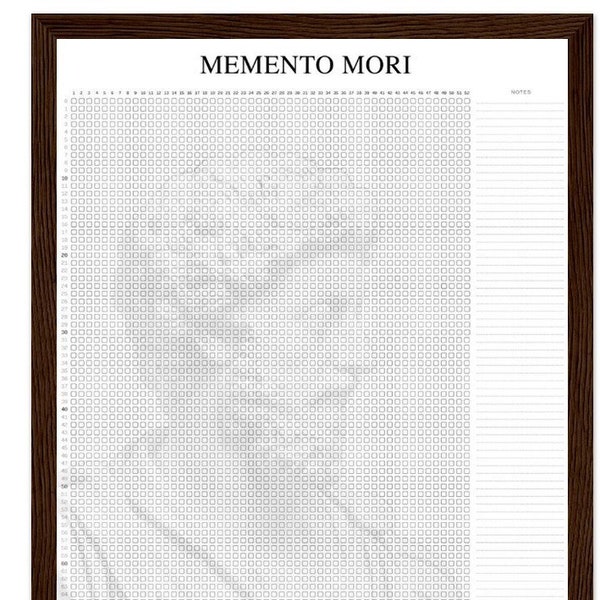 Memento Mori Calendar [FREE] Life Reflection With Black Wood Frame (Just cover the fees)