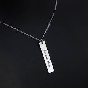 Memento Mori Pendant Necklace, Skull Sterling Necklace, Foxtail Chain Memento Necklace, Handmade Stainless Steel, Stoic Pendant Necklace