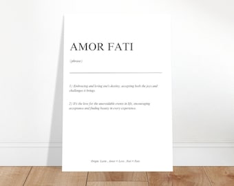 Affiche d'Amor Fati, affiche des quatre piliers de la boussole stoïcienne de Marc-Aurèle, affiche imprimée des vertus cardinales