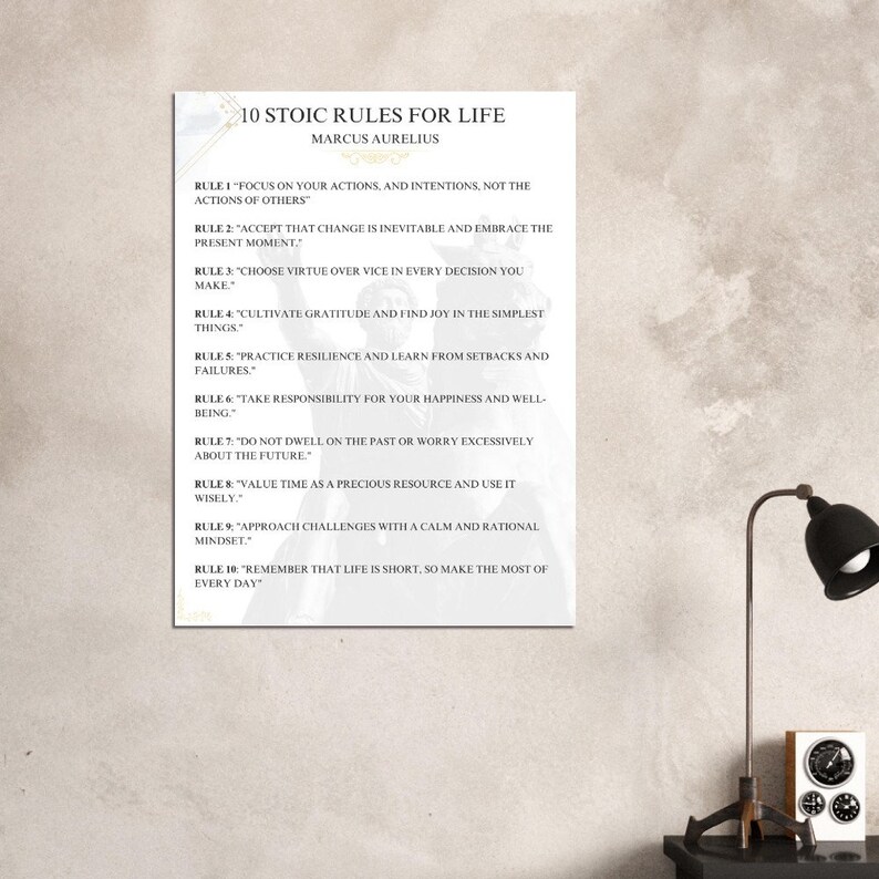 10 Stoic Rules - Marcus Aurelius Poster Marcus Aurelius Stoic Compass ...