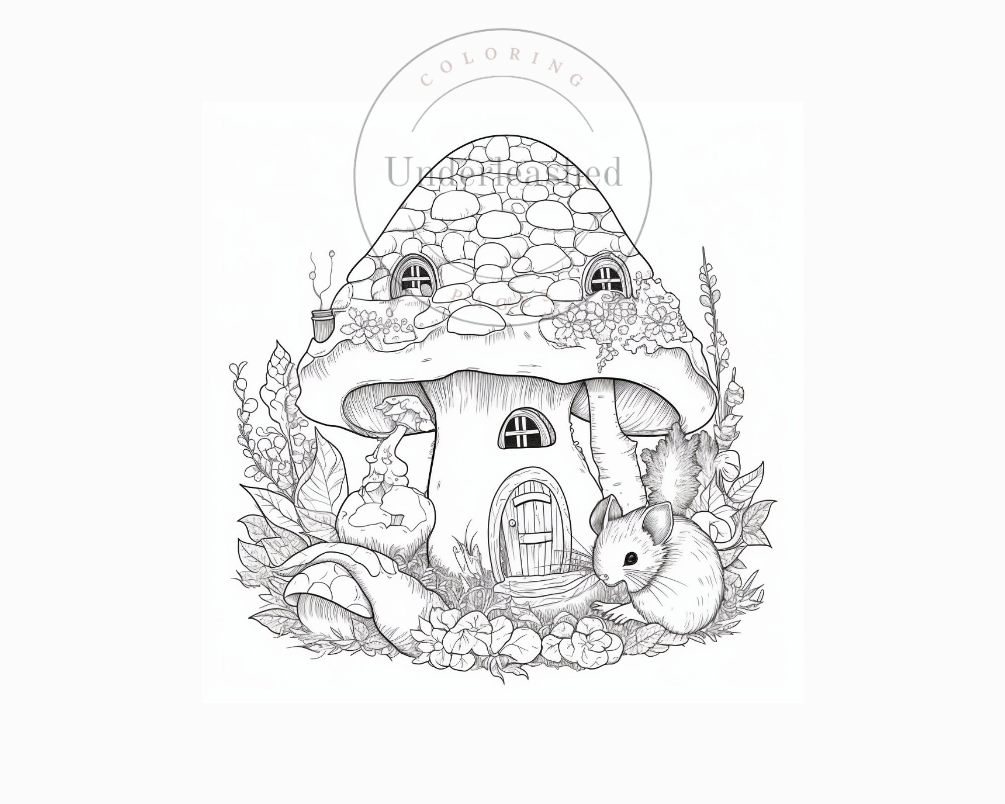 20 Magical Mouse House Coloring Pages, Digital Download, Wall Art