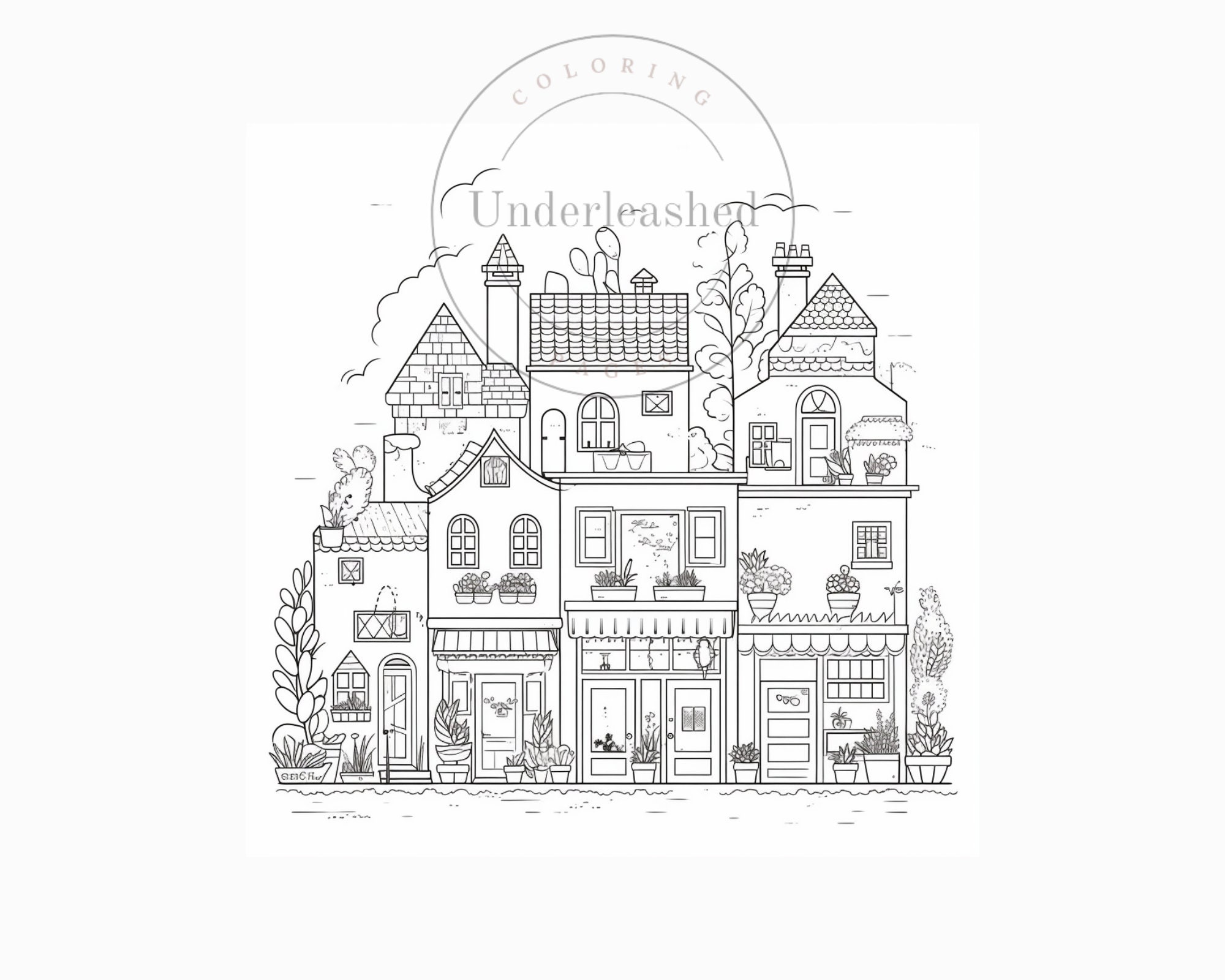 20 Adorable Little Town Coloring Pages Digital Download Wall Etsy