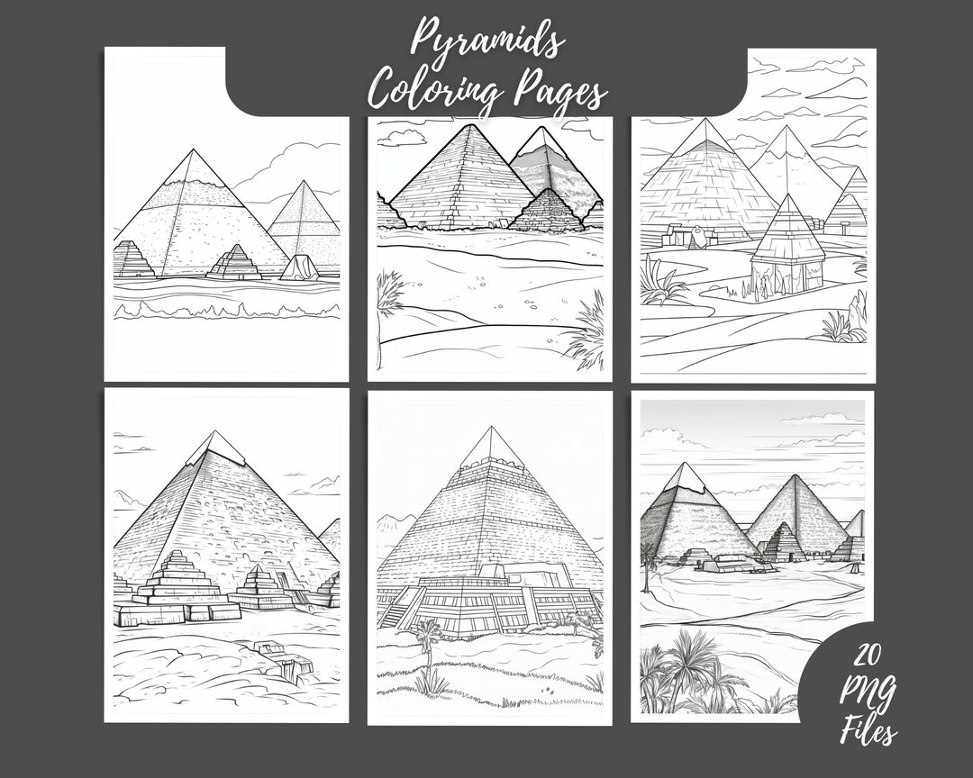 20 Pyramids Coloring Pages, Digital Download, Wall Art, Coloring Pages ...