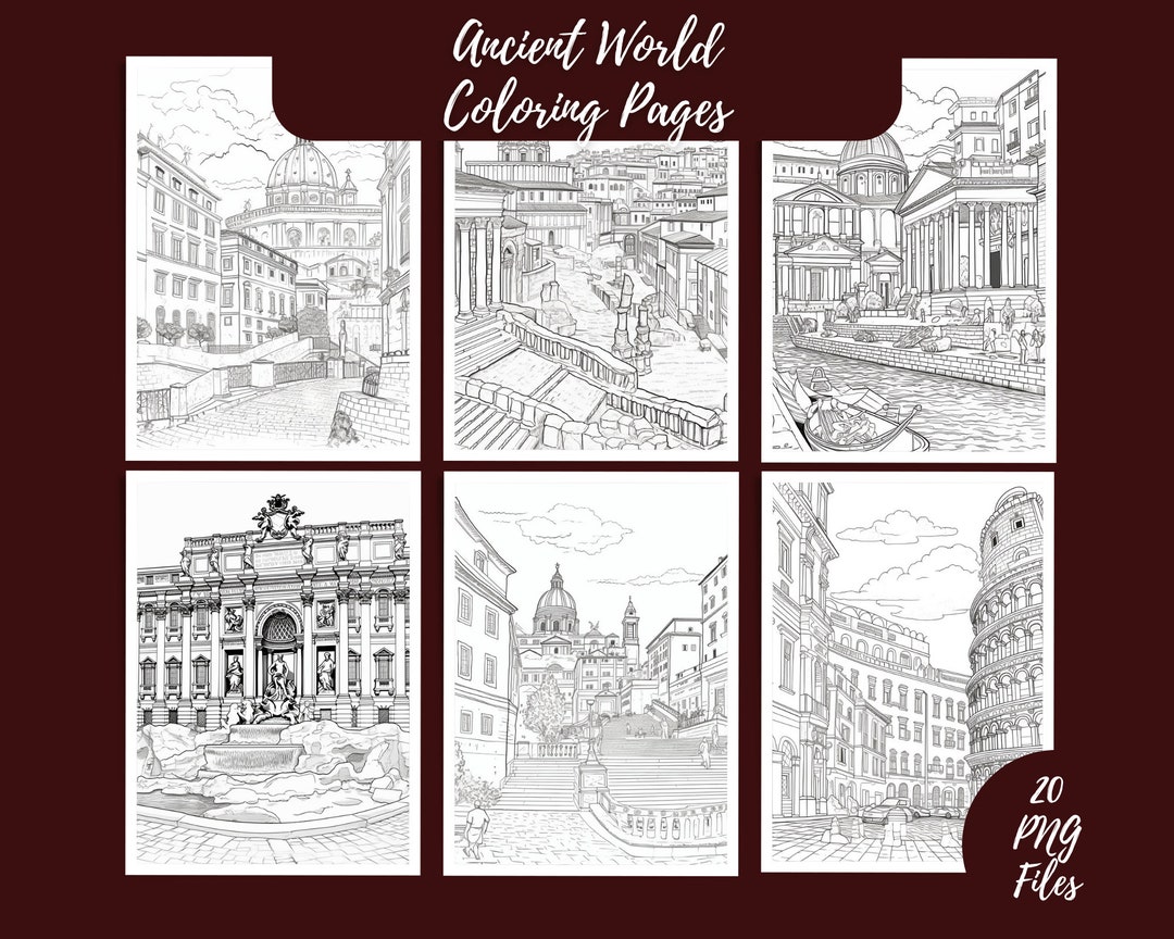 20 Ancient World Coloring Pages Digital Download Wall Art - Etsy