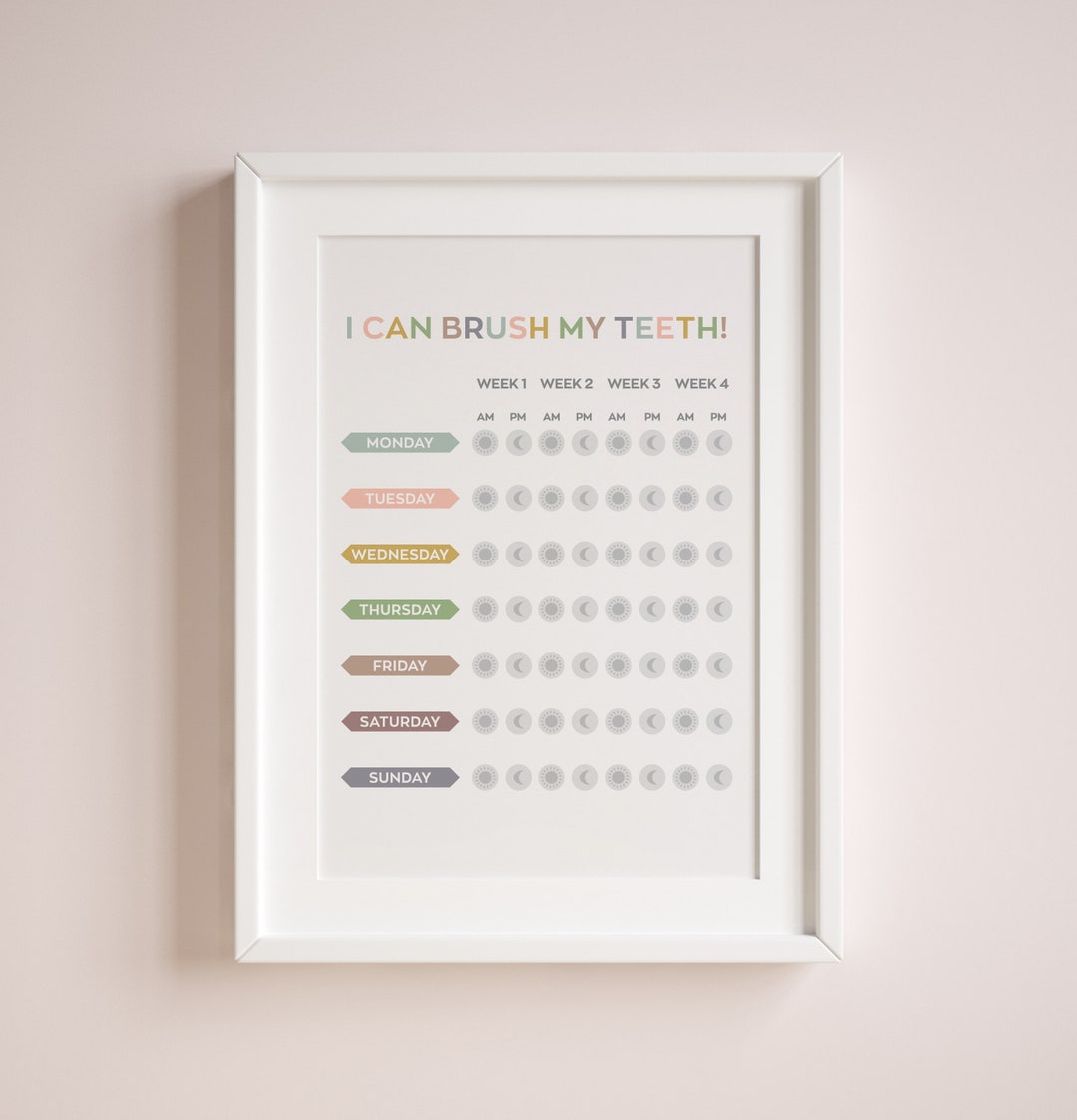 Teeth Brushing Chart Printable DIGITAL DOWNLOAD Reward Chart Home Teeth Brushing Chart Printable DIGITAL DOWNLOAD Reward Chart Home