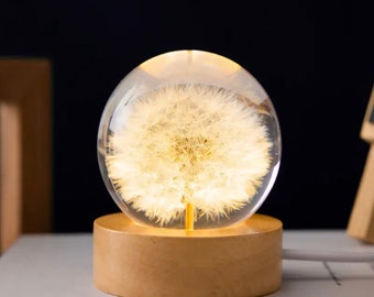 Dandelion Night Light, Preserved Flower Night Light