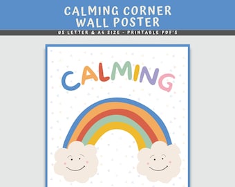 Calming Corner Poster: Rainbow Classroom Decor (Digital Download)