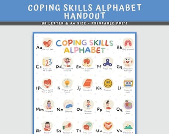 Coping Skills Alphabet Handout: Calming Strategies (Digital Download)