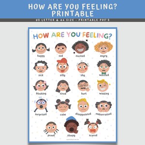 How Are You Feeling Poster, Mental Health Classroom Decor, Social Worker Sign, Calm Down Skills, Coping Techniques Wall Art For Kids