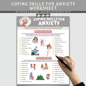 Anxiety Management Coping Skills Fillable Worksheet For Teens, Mental Health Resources For Anxiety Relief, Child Therapist Counselor