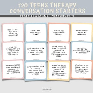 Schede di conversazione sulla terapia per adolescenti, schede di consulenza sulla salute mentale, schede di ansia DBT CBT per bambini, spunti per il diario