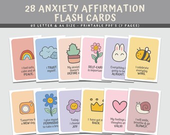 Flashcards de Afirmação sobre Ansiedade para Crianças e Adolescentes (Download Digital)