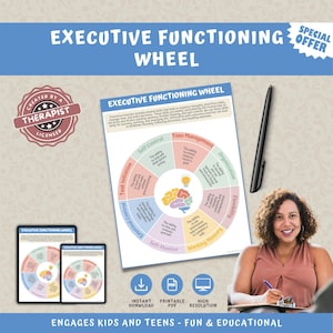 Executive Functioning Wheel: ADHD, Autism, CBT Therapy Tool (PDF Download)